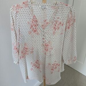 Rose & Olive Pink Floral Polka Dot Blouse